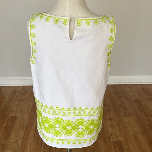 Vineyard Vines neon green and white embroidered sleeveless top size 10 - Picture 6 of 11